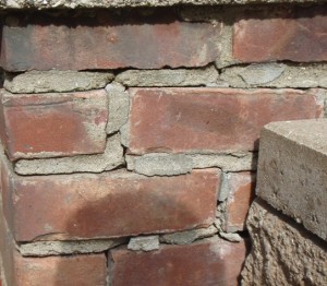 Repairing missing mortar in a chimney